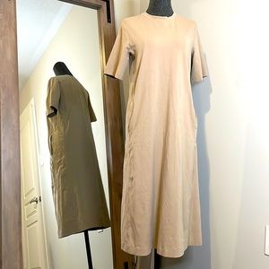 Nordstrom beige dress one piece very soft cotton fits up to Medium